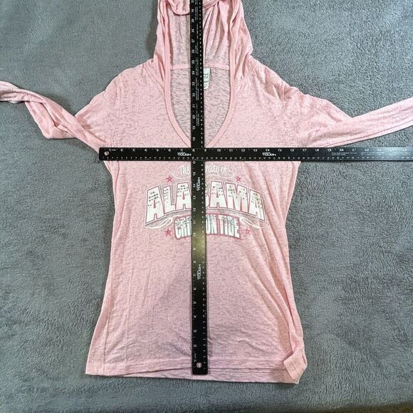 Campus Lifestyle Womens Hooded T-Shirt S Pink Alabama Crimson Tide Rhinestone‎ - Picture 6 of 11